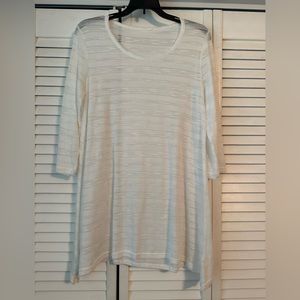 Sheer white top three quarter length sleeves